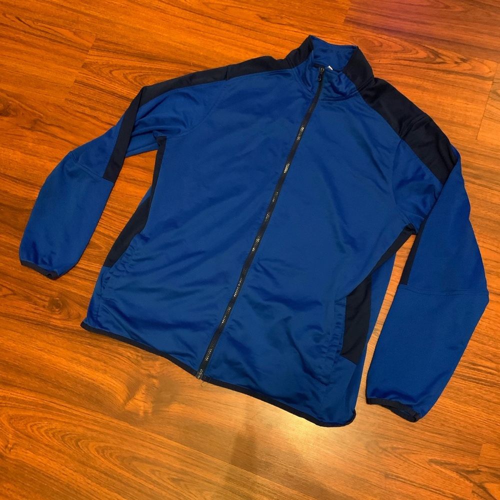 Blue starter full zip mock neck light jacket